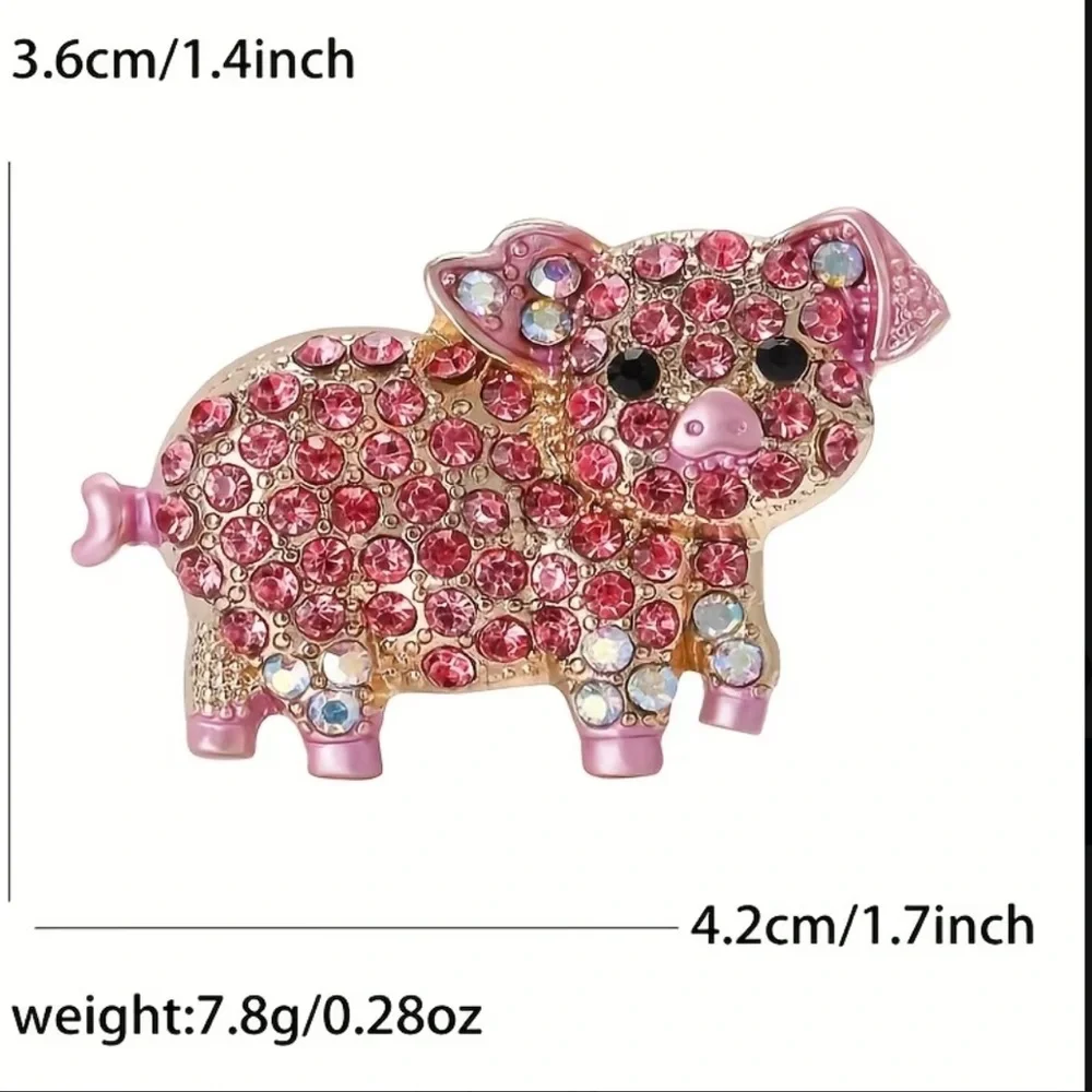 Rhinestone Piggy Brooch-NEW